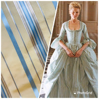 NEW Lady Grace 100% Silk Taffeta Fabric Butter Yellow and Blue Stripes - Fancy Styles Fabric Pierre Frey Lee Jofa Brunschwig & Fils