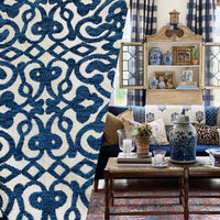NEW! Duchess Eve Antique Inspired French Burnout Chenille Medallion Velvet Fabric- Blue - Fancy Styles Fabric Pierre Frey Lee Jofa Brunschwig & Fils