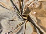 NEW! Duchess Rowena 100% Silk Dupioni Embroidery Floral Fabric- Old Gold - Fancy Styles Fabric Pierre Frey Lee Jofa Brunschwig & Fils