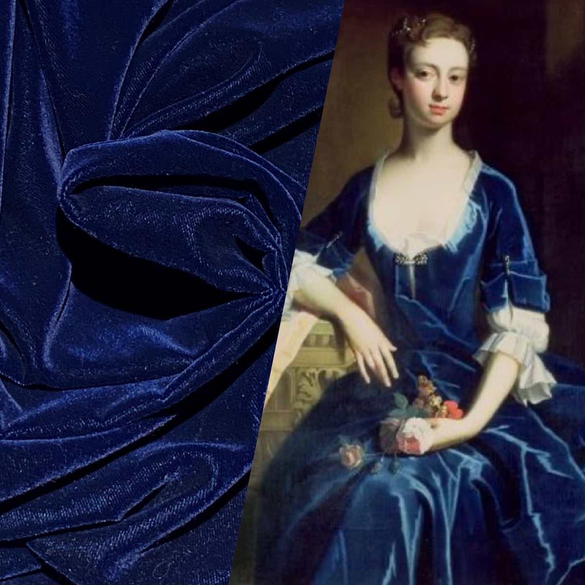 blue dress fabric Royal Blue Modest Dress with Oriental Fabric S