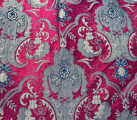 Lady Emile Designer Medallion Burnout Chenille Velvet Fabric - Red & Gold BTY - Fancy Styles Fabric Pierre Frey Lee Jofa Brunschwig & Fils