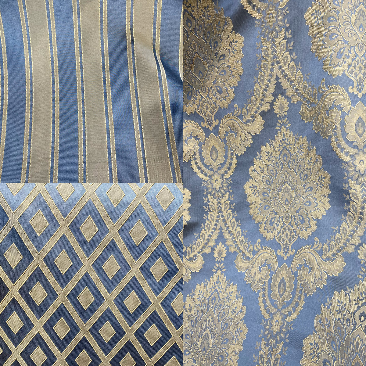 NEW Sir Barrington Satin Burnout Stripe Drapery Upholstery Fabric - Sky Blue - Fancy Styles Fabric Pierre Frey Lee Jofa Brunschwig & Fils