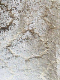 NEW Prince Liam 100% Silk Satin Taffeta Jacquard Medallion Fabric - Light Gold - Fancy Styles Fabric Pierre Frey Lee Jofa Brunschwig & Fils
