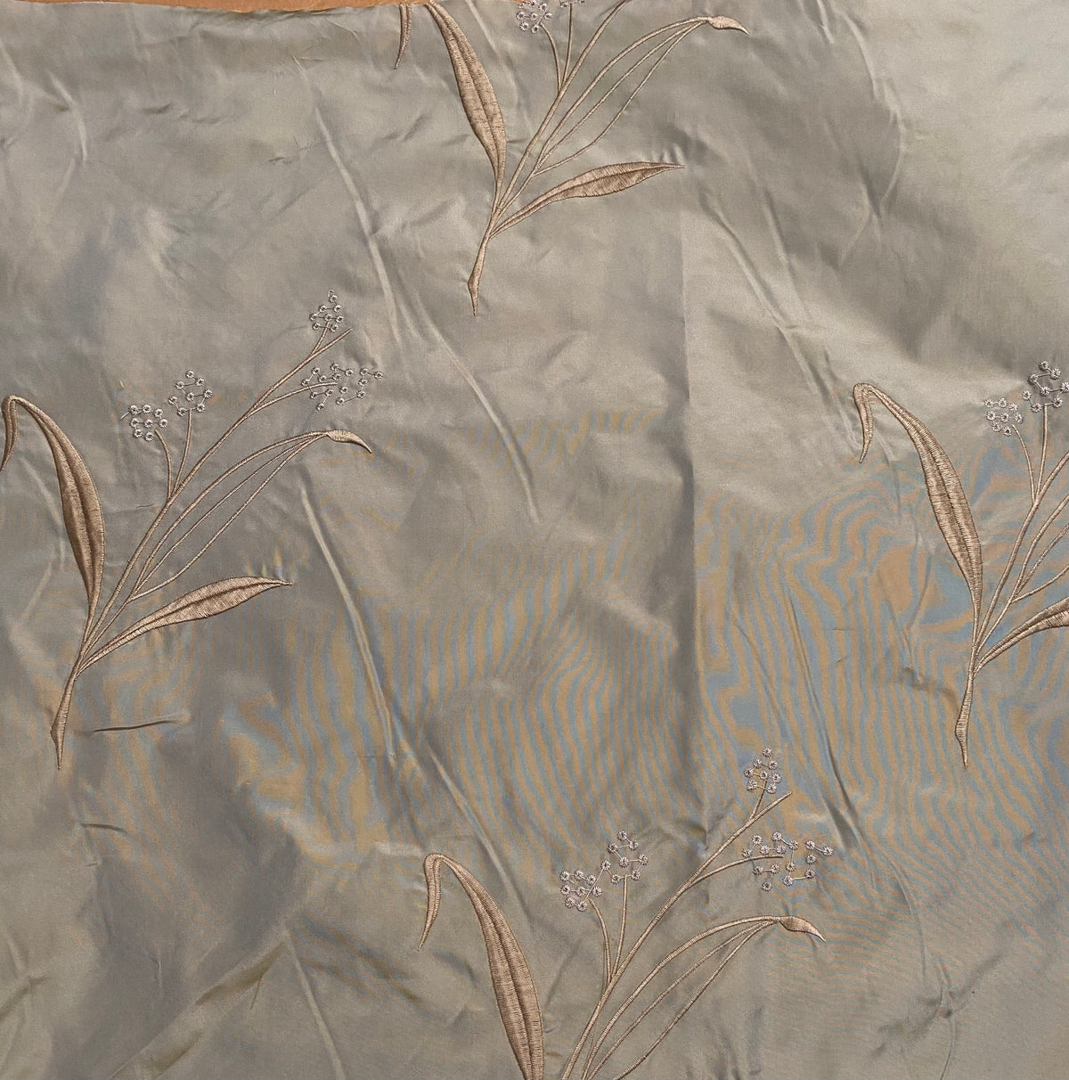 NEW Lady Dandelion Designer 100% Silk Taffeta Embroidered Floral Fabric- Grey - Fancy Styles Fabric Pierre Frey Lee Jofa Brunschwig & Fils