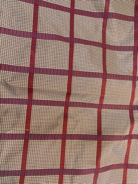 NEW! Miss Jaqueline Designer 100% Silk Taffeta Gingham Ribbon Stripes Plaid Fabric -Dark Red Beige SB_6_33 - Fancy Styles Fabric Pierre Frey Lee Jofa Brunschwig & Fils