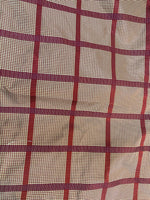 NEW! Miss Jaqueline Designer 100% Silk Taffeta Gingham Ribbon Stripes Plaid Fabric -Dark Red Beige SB_6_33