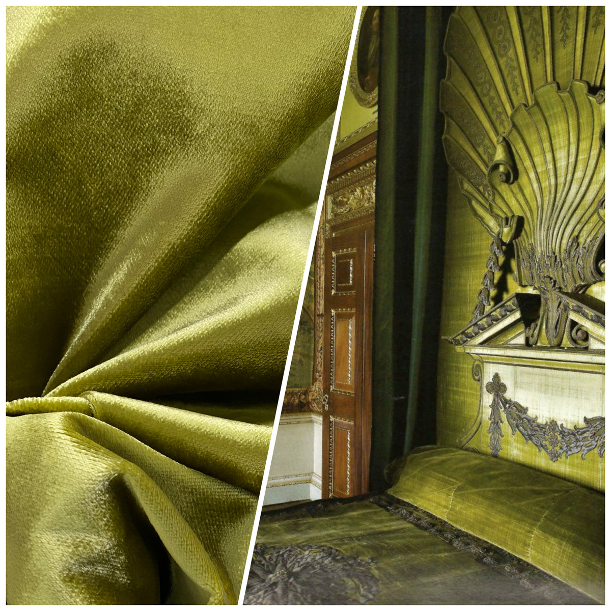 NEW Designer Made In Belgium Upholstery Velvet Fabric- Green Yellow - Fancy Styles Fabric Pierre Frey Lee Jofa Brunschwig & Fils