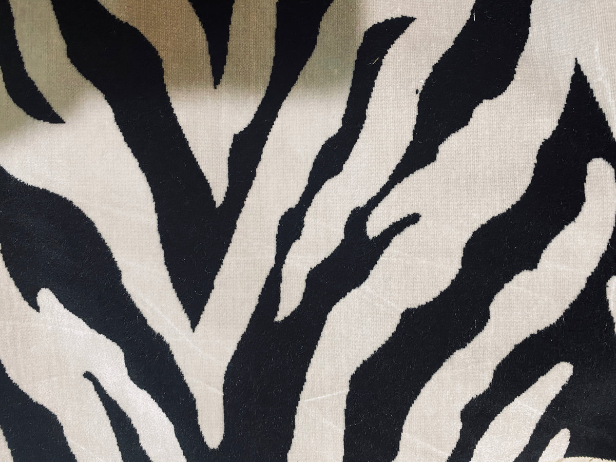 NEW Baroness Matilda Novelty Upholstery Platinum and Black Zebra Velvet- Made in Italy - Fancy Styles Fabric Pierre Frey Lee Jofa Brunschwig & Fils