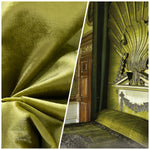 2 Yard Remnant: Designer Made In Belgium Upholstery Velvet Fabric- Green Yellow - Fancy Styles Fabric Pierre Frey Lee Jofa Brunschwig & Fils