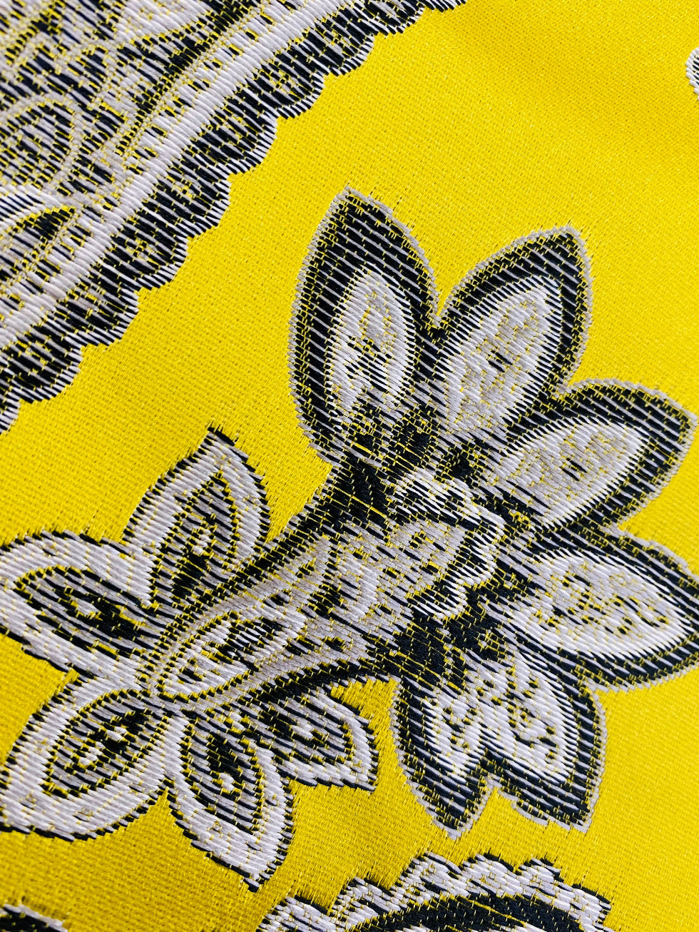 NEW Queen Kat Jacquard Satin Paisley Fabric Made in Italy- Upholstery & Drapery- Yellow - Fancy Styles Fabric Pierre Frey Lee Jofa Brunschwig & Fils