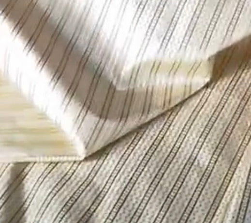 Swatch- Lady Rebecca 100% Silk Taffeta Gold and Cream Stripes Fabric - Fancy Styles Fabric Pierre Frey Lee Jofa Brunschwig & Fils