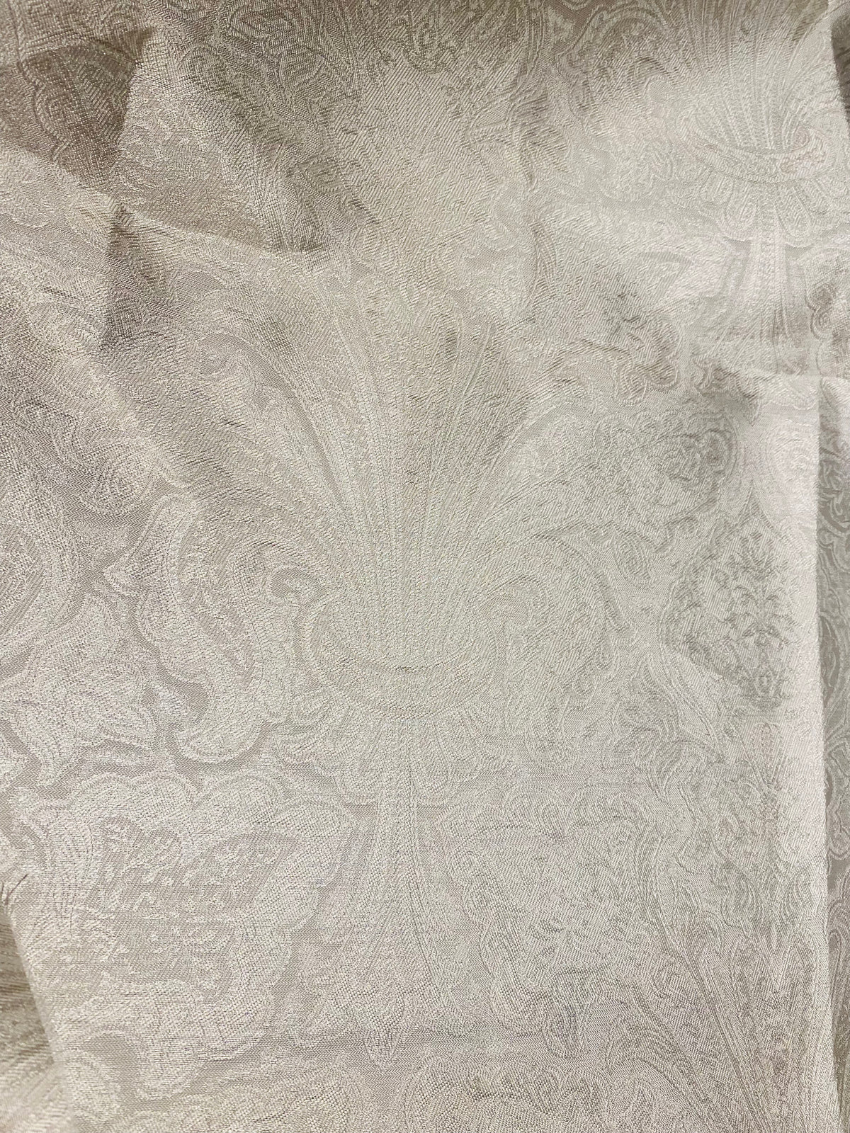 NEW Queen Lita 100% Silk Jacquard Lightweight Paisley Fabric - Cream- SB_8_1 - Fancy Styles Fabric Pierre Frey Lee Jofa Brunschwig & Fils
