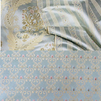 NEW Queen Chantal Novelty Ritz Neoclassical Brocade Dot Satin Fabric - Louis Blue - Fancy Styles Fabric Pierre Frey Lee Jofa Brunschwig & Fils