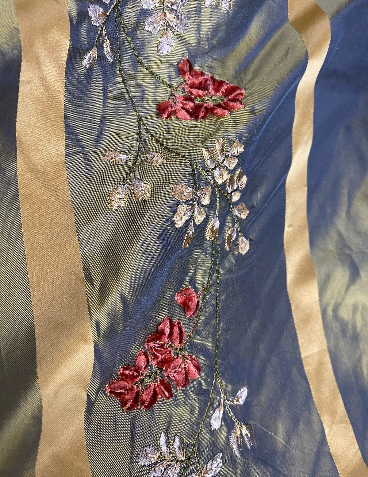 NEW Designer Lady Lana 100% Silk Taffeta Embroidery Fabric - Aqua Silver Marine - Fancy Styles Fabric Pierre Frey Lee Jofa Brunschwig & Fils