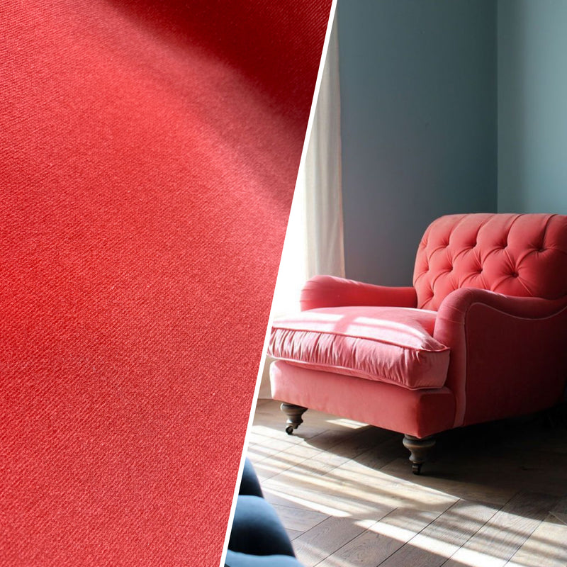 NEW! Prince Oliver - Designer 100% Cotton Made In Belgium Upholstery Velvet Fabric - Icy Coral - Fancy Styles Fabric Pierre Frey Lee Jofa Brunschwig & Fils