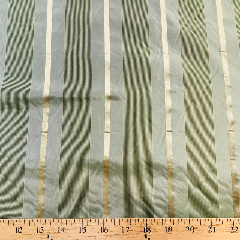 NEW Lady Lynette Designer 100% Silk Taffeta Stripes Fabric - Olive Green & Gold55” Wide - Fancy Styles Fabric Pierre Frey Lee Jofa Brunschwig & Fils