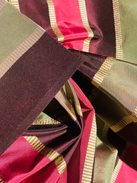 NEW Lady Marandem 100% Silk Taffeta Purple, Pink, Green Gold Satin Ribbon Stripe Fabric SB_8_40 - Fancy Styles Fabric Pierre Frey Lee Jofa Brunschwig & Fils