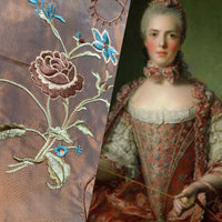Fat Quarter: Queen Dragonia Novelty 100% Silk Dupioni Embroidered Floral Fabric - Copper Blue Iridescence - Fancy Styles Fabric Pierre Frey Lee Jofa Brunschwig & Fils