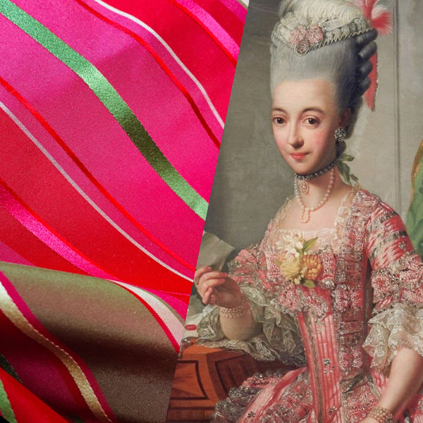 NEW! Prince Francis 100% Silk Taffeta Ribbon Stripe Fabric - Fuchsia- SB_1_26 - Fancy Styles Fabric Pierre Frey Lee Jofa Brunschwig & Fils