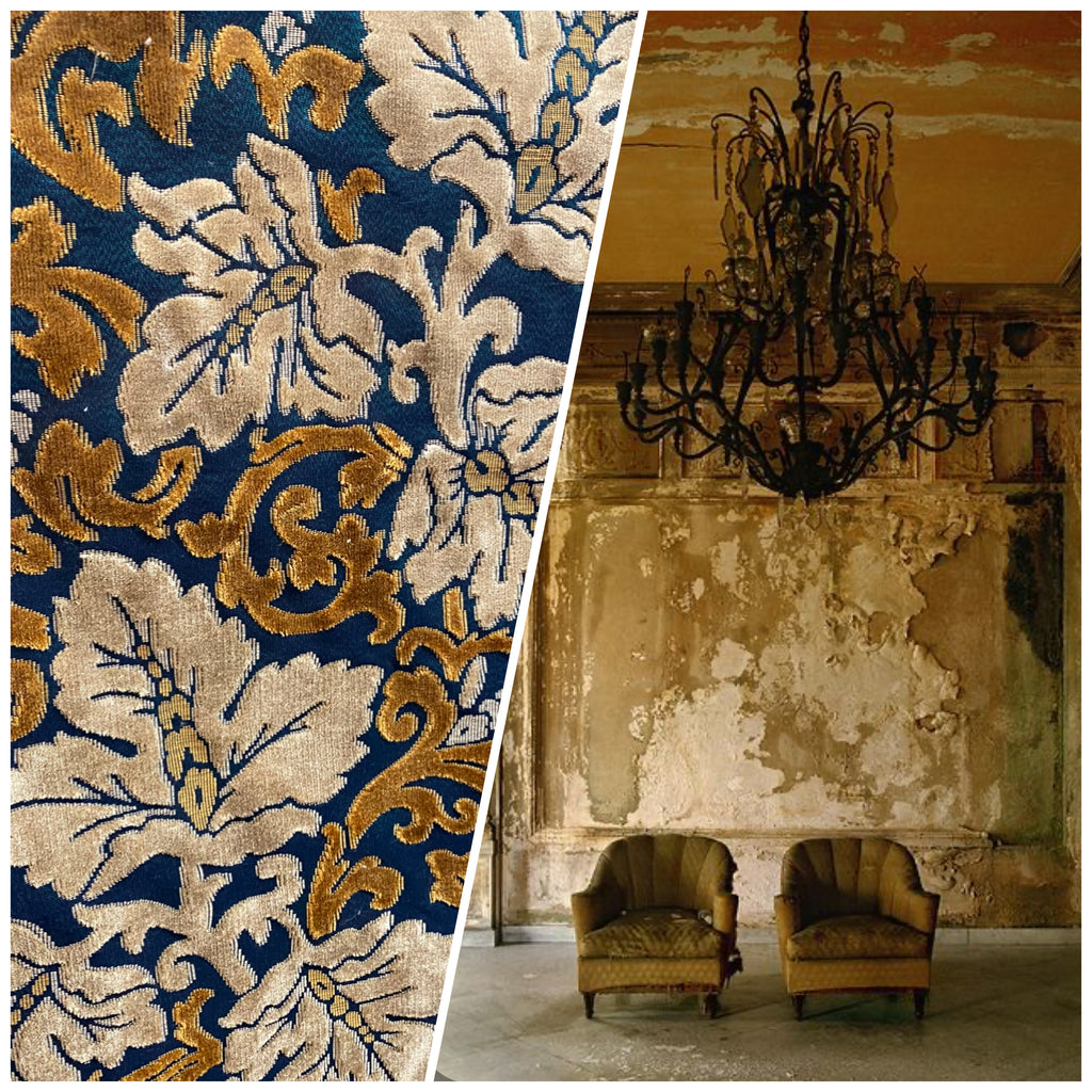 NEW Novelty Made In Italy Burnout Chenille Velvet Fabric - Leaves- Upholstery - Fancy Styles Fabric Pierre Frey Lee Jofa Brunschwig & Fils