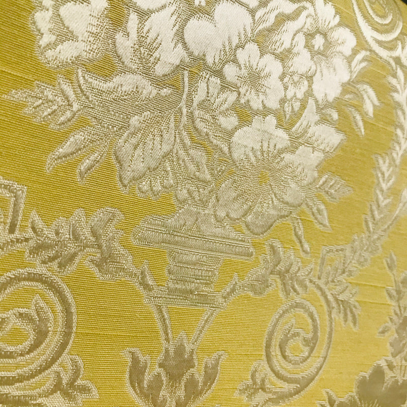 NEW! Lady Valerie Designer Brocade Satin Fabric - Yellow Neoclassical Floral Upholstery Damask - Fancy Styles Fabric Pierre Frey Lee Jofa Brunschwig & Fils