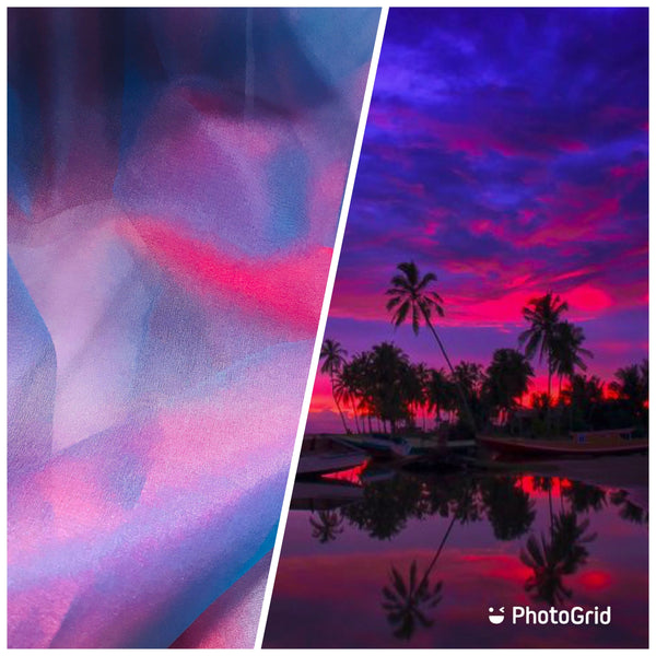 NEW 100% Silk Organza Jewel Blue & Magenta Iridescent Fabric - Fancy Styles Fabric Pierre Frey Lee Jofa Brunschwig & Fils