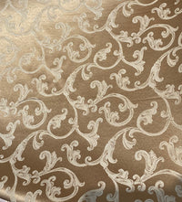 NEW Sir Smith Satin Swirl Leaf Motif Upholstery & Decorating Fabric- Gold - Fancy Styles Fabric Pierre Frey Lee Jofa Brunschwig & Fils