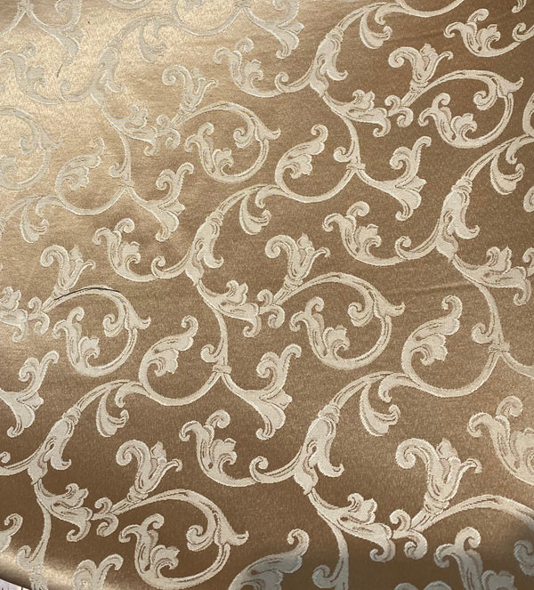 NEW Sir Smith Satin Swirl Leaf Motif Upholstery & Decorating Fabric- Gold - Fancy Styles Fabric Pierre Frey Lee Jofa Brunschwig & Fils