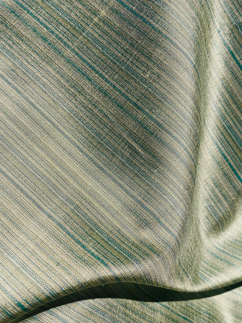 NEW! Lady Bridgette 100% Silk Dupioni Teal & Green Pinstripe Stripe Fabric