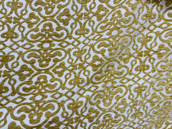 NEW! Duchess Eve Antique Inspired French Burnout Chenille Damask Velvet Fabric- Mustard Yellow - Fancy Styles Fabric Pierre Frey Lee Jofa Brunschwig & Fils