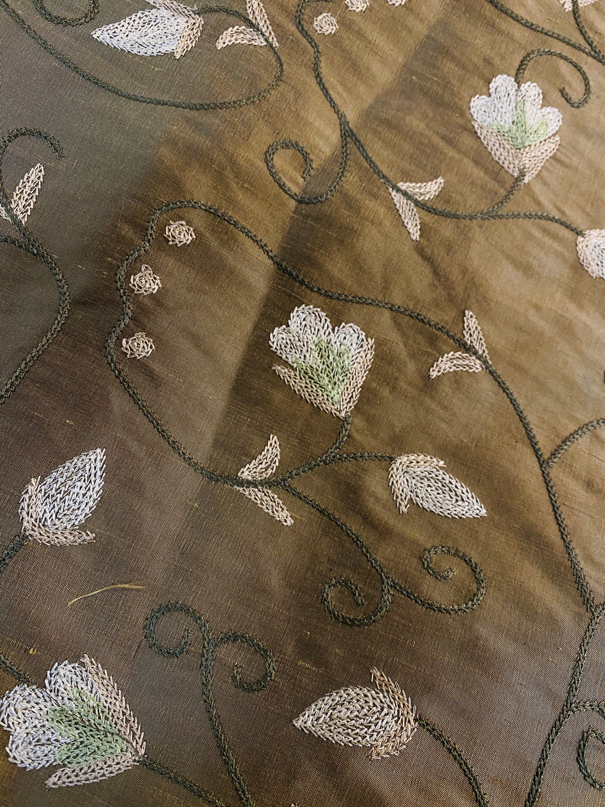 NEW Lady Tremaine Designer 100% Silk Dupioni Embroidered Fabric - Old Gold - Fancy Styles Fabric Pierre Frey Lee Jofa Brunschwig & Fils