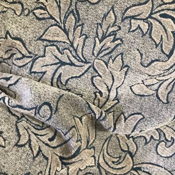 SALE! Designer Velvet Chenille Burnout Fabric - Antique Dusty Teal - Fancy Styles Fabric Pierre Frey Lee Jofa Brunschwig & Fils