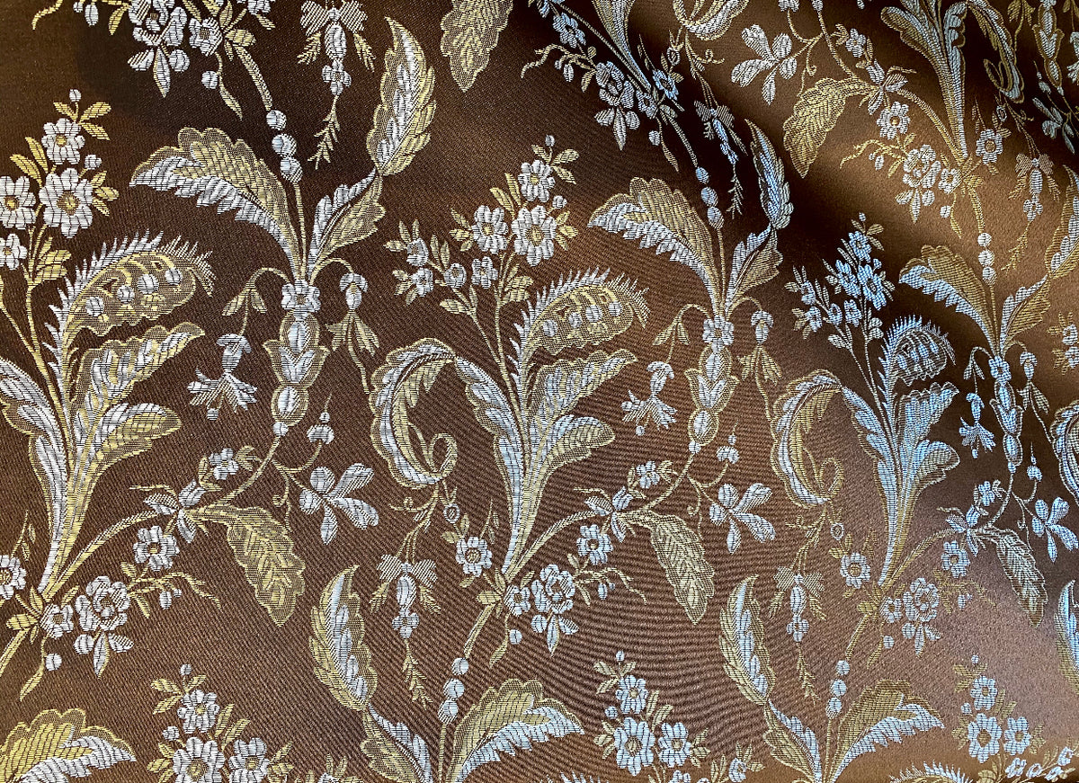 NEW Sir Linus Neoclassical Aubusson Inspired Brown & Blue Floral Upholstery Drapery Fabric - Fancy Styles Fabric Pierre Frey Lee Jofa Brunschwig & Fils