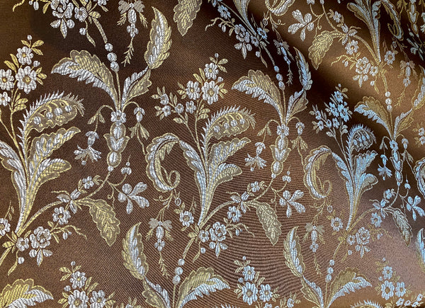 NEW Sir Linus Neoclassical Aubusson Inspired Brown & Blue Floral Upholstery Drapery Fabric - Fancy Styles Fabric Pierre Frey Lee Jofa Brunschwig & Fils