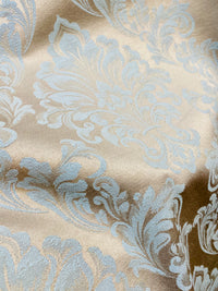 NEW! SALE! Princess Popper Satin Medallion Decorating & Upholstery Fabric - Blue and Beige Gold - Fancy Styles Fabric Pierre Frey Lee Jofa Brunschwig & Fils