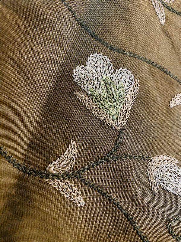 NEW Lady Tremaine Designer 100% Silk Dupioni Embroidered Fabric - Old Gold - Fancy Styles Fabric Pierre Frey Lee Jofa Brunschwig & Fils