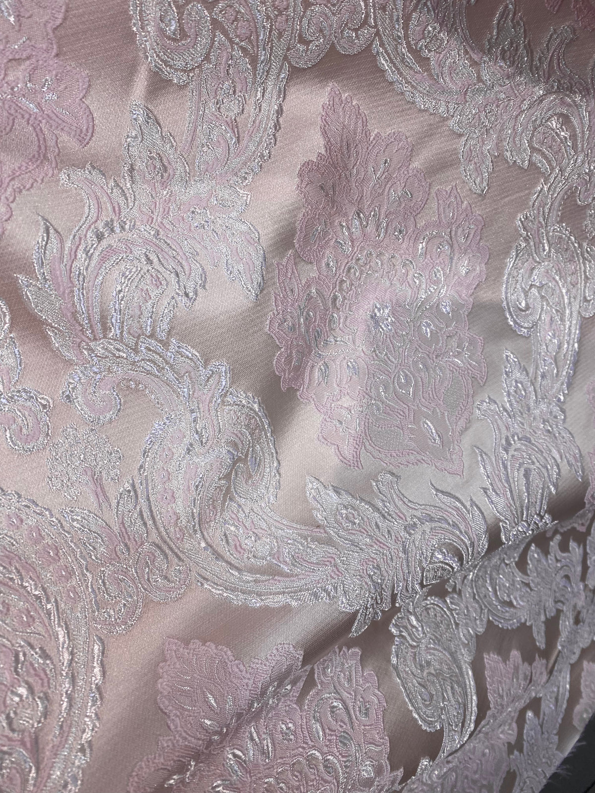 NEW King Rufus Brocade Satin Damask Decorating & Upholstery Fabric- Antique Pink - Fancy Styles Fabric Pierre Frey Lee Jofa Brunschwig & Fils