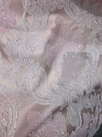 NEW King Rufus Brocade Satin Damask Decorating & Upholstery Fabric- Antique Pink