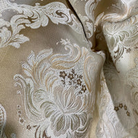 NEW King Louis XIV Novelty Neoclassical Brocade Medallion Floral Satin Fabric - Taupe - Fancy Styles Fabric Pierre Frey Lee Jofa Brunschwig & Fils