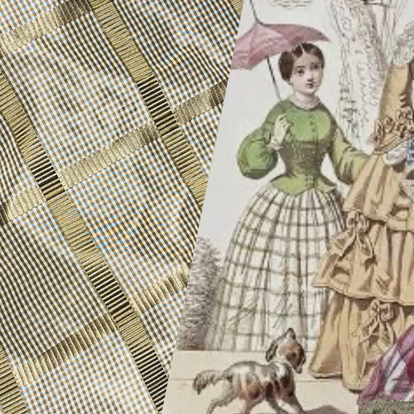 NEW Miss Jaqueline Designer 100% Silk Taffeta Gingham Ribbon Square Stripes Fabric - Old Gold SB_6_29 - Fancy Styles Fabric Pierre Frey Lee Jofa Brunschwig & Fils