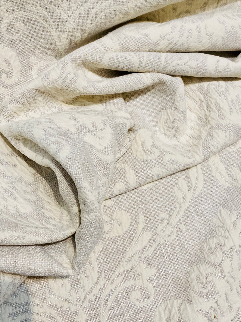 Linen Fabric Slub Weave in Buttermilk Off-White | Upholstery / Slipcovers /  Curtains | Poly / Cotton / Linen Blend | 55 Wide | By the Yard | Leslie