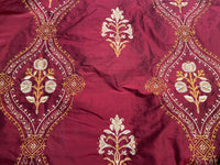 NEW! Queen Riviera Novelty 100% Silk Dupioni Embroidered Floral Fabric - Red - Fancy Styles Fabric Pierre Frey Lee Jofa Brunschwig & Fils