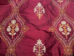 Fat Quarter: Queen Riviera Novelty 100% Silk Dupioni Embroidered Floral Fabric - Red