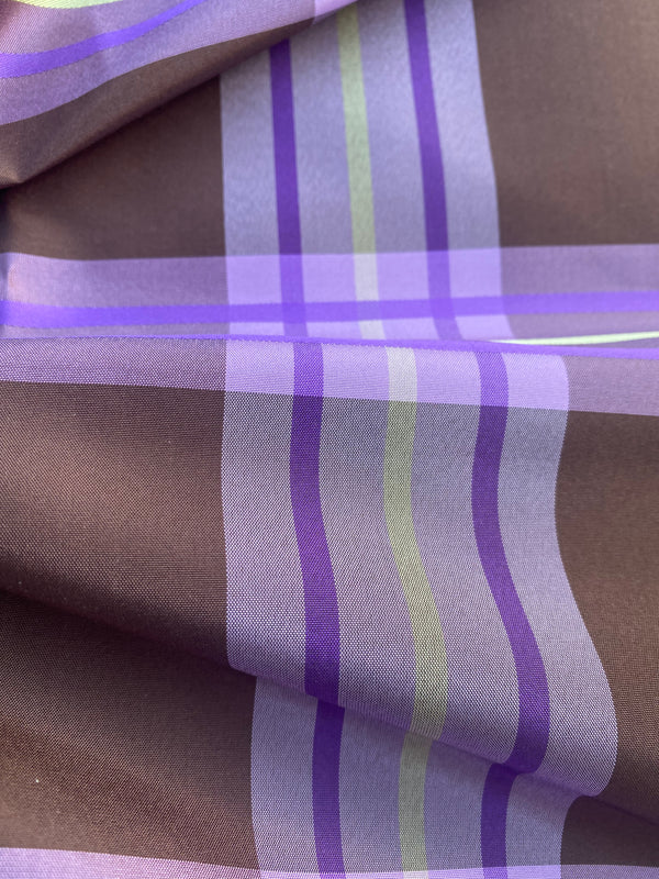 NEW Lady Alexandra 100% Silk Taffeta Brown Purple Plaid Tartan Fabric SB_1_14 - Fancy Styles Fabric Pierre Frey Lee Jofa Brunschwig & Fils