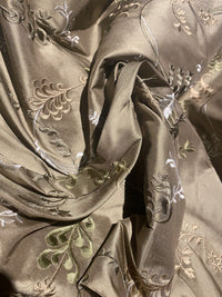 NEW Lady Astro 100% Silk Dupioni Embroidered Fabric - Grey SB_3_13 - Fancy Styles Fabric Pierre Frey Lee Jofa Brunschwig & Fils