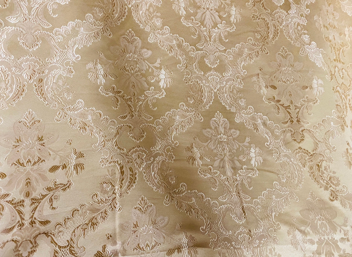 NEW Prince Lucas Designer Damask Satin Fabric- Gold - Upholstery Brocade - Fancy Styles Fabric Pierre Frey Lee Jofa Brunschwig & Fils