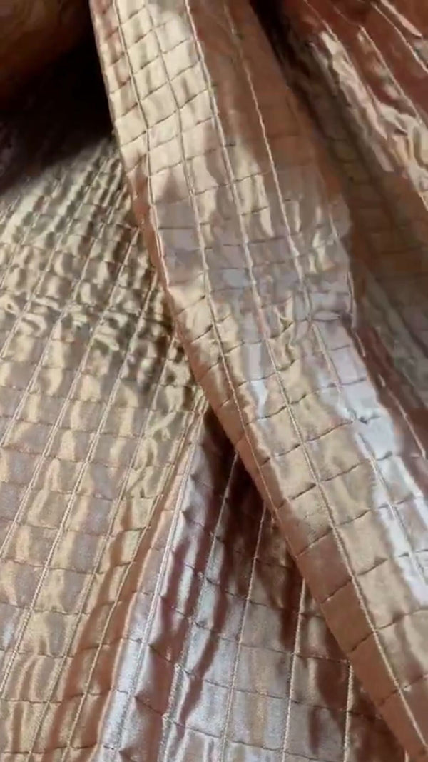 Lady Celestine 100% Silk Designer Rose Gold Quilted Fabric - Fancy Styles Fabric Pierre Frey Lee Jofa Brunschwig & Fils
