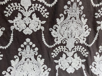 NEW! Lady Lila Novelty Crewel Embroidered Fabric Dark Grey and White - Fancy Styles Fabric Pierre Frey Lee Jofa Brunschwig & Fils