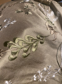 NEW Lady Astro 100% Silk Dupioni Embroidered Fabric - Grey SB_3_13 - Fancy Styles Fabric Pierre Frey Lee Jofa Brunschwig & Fils