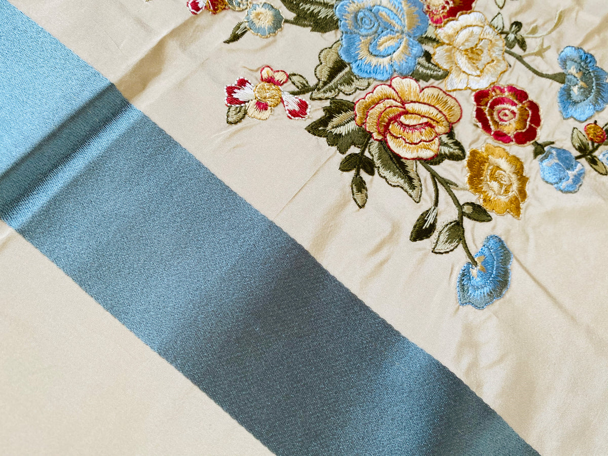NEW! Lady Lauren Novelty 100% Silk Taffeta Embroidered Fabric - Made in India- Satin Ribbon - Fancy Styles Fabric Pierre Frey Lee Jofa Brunschwig & Fils